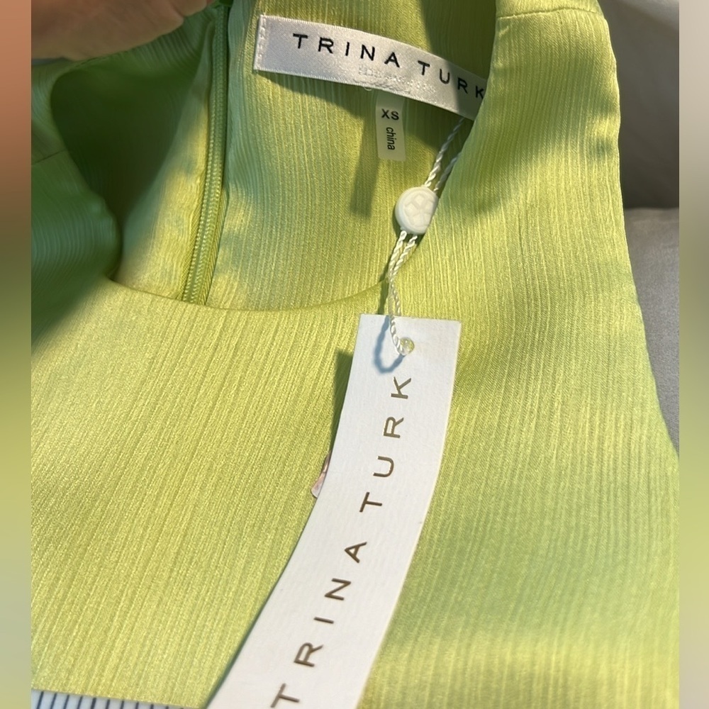 NWT Trina Turk, Women's Floral Hem Cocktail Dress in Limeade, Unique, Size XS - Picture 7 of 14